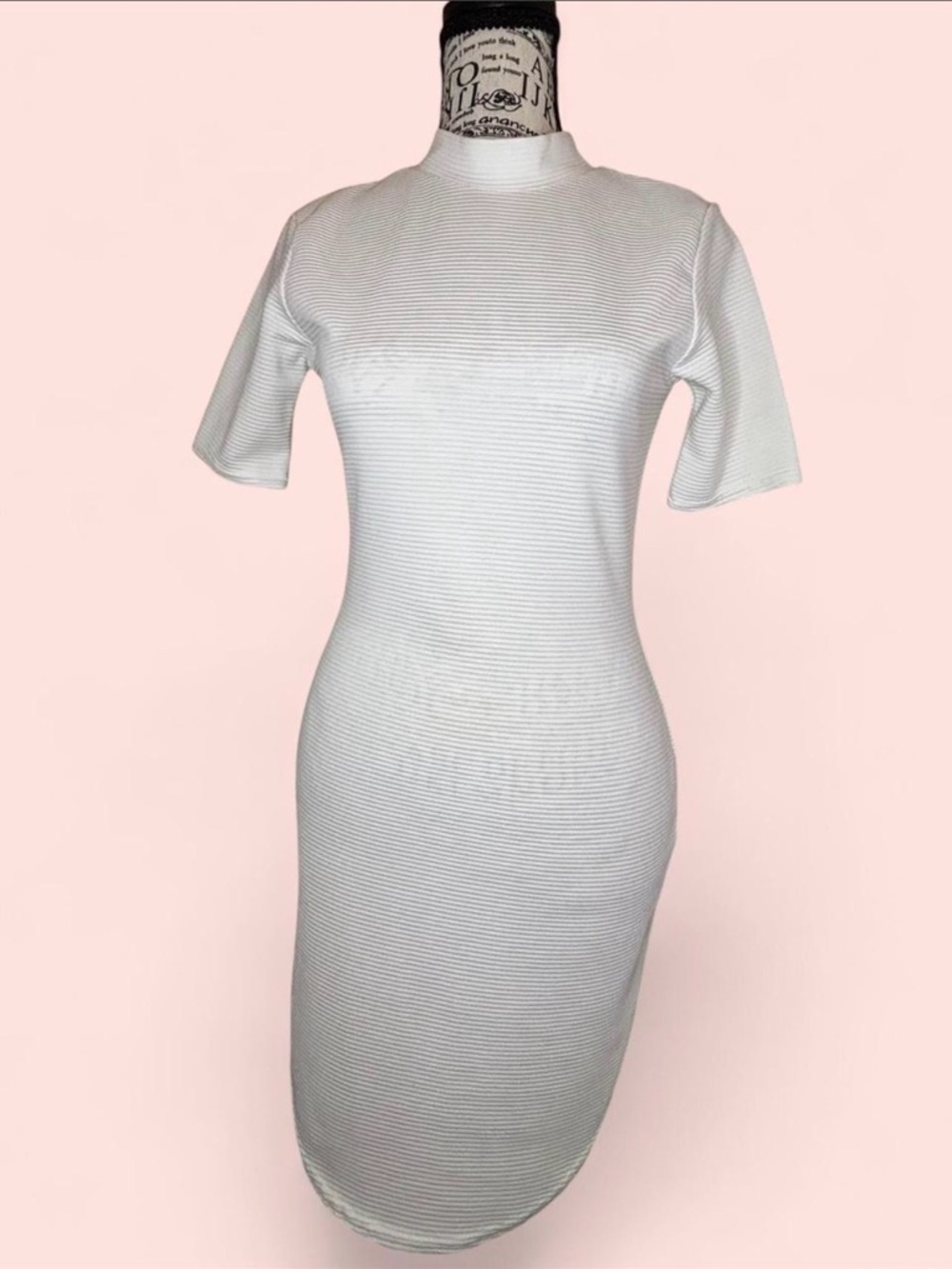 Classic White Ribbed Midi Dress - Women
